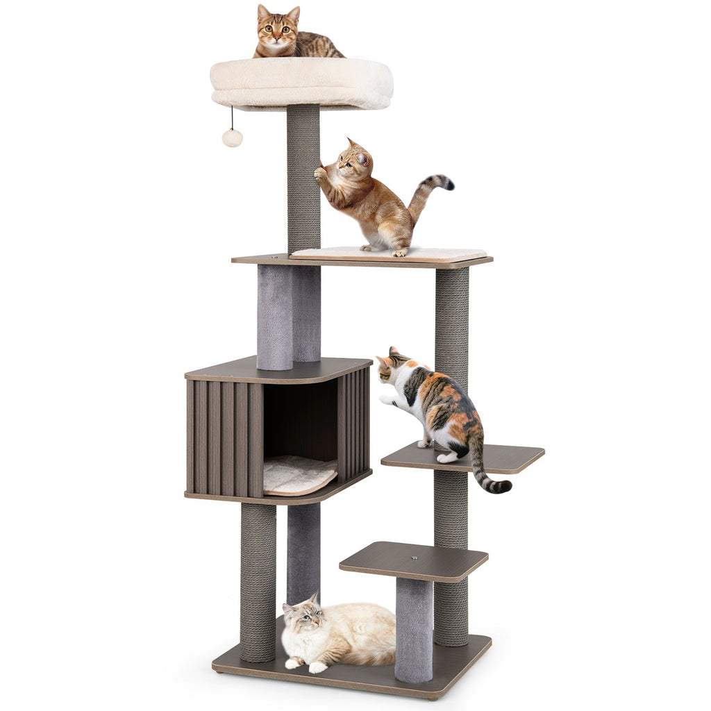 59.5-Inch 6-Level Cat Tree with Cushioned Top Perch and Condo