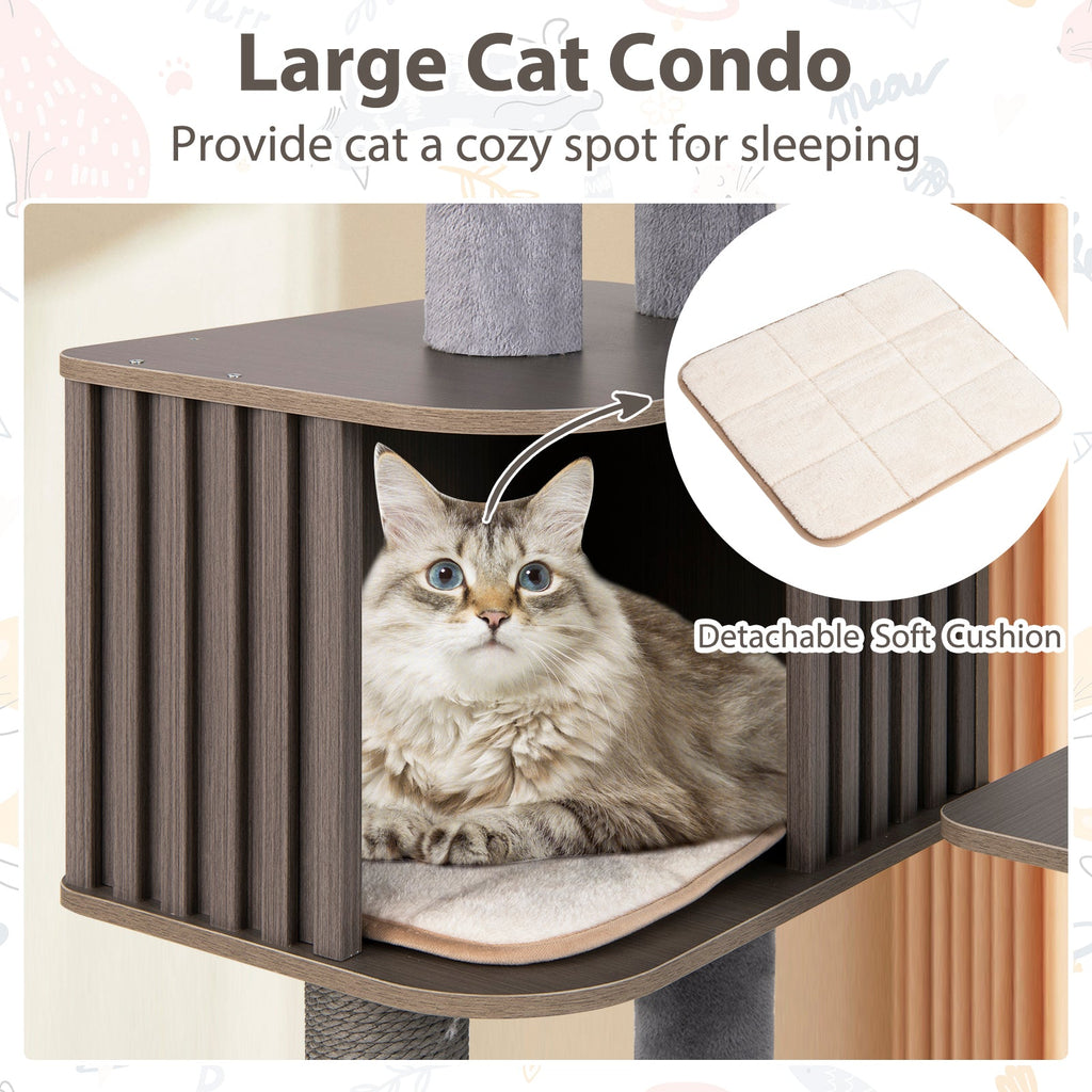 59.5-Inch 6-Level Cat Tree with Cushioned Top Perch and Condo
