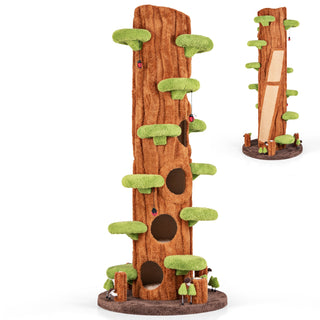 90.5-Inch Tall Cat Tree with Private Condos and Jumping Platforms – Brown