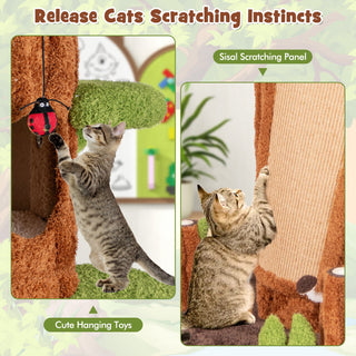90.5-Inch Tall Cat Tree with Private Condos and Jumping Platforms – Brown