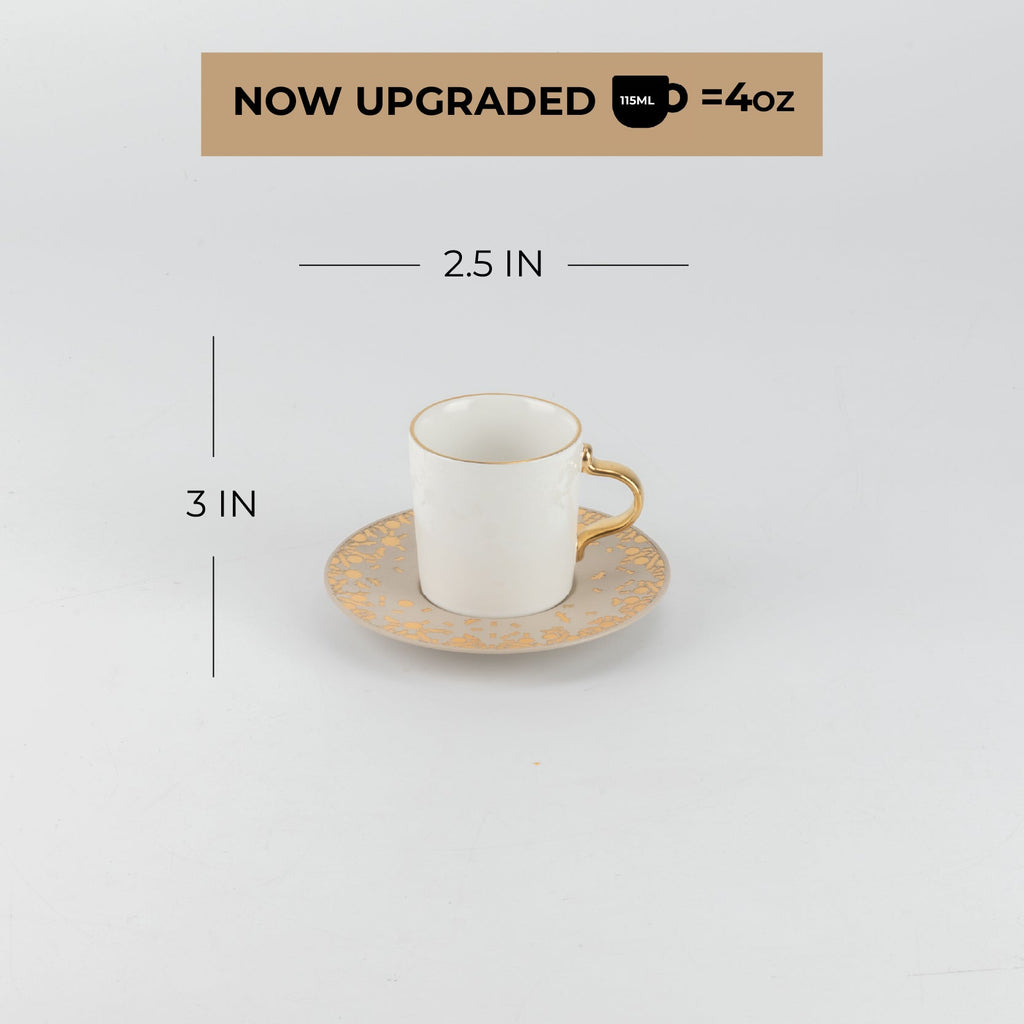 Nourhan - Espresso/Turkish Coffee Set (12-Pc) - Gold & Beige