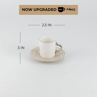 Nourhan - Espresso/Turkish Coffee Set (12-Pc) - Beige & Silver