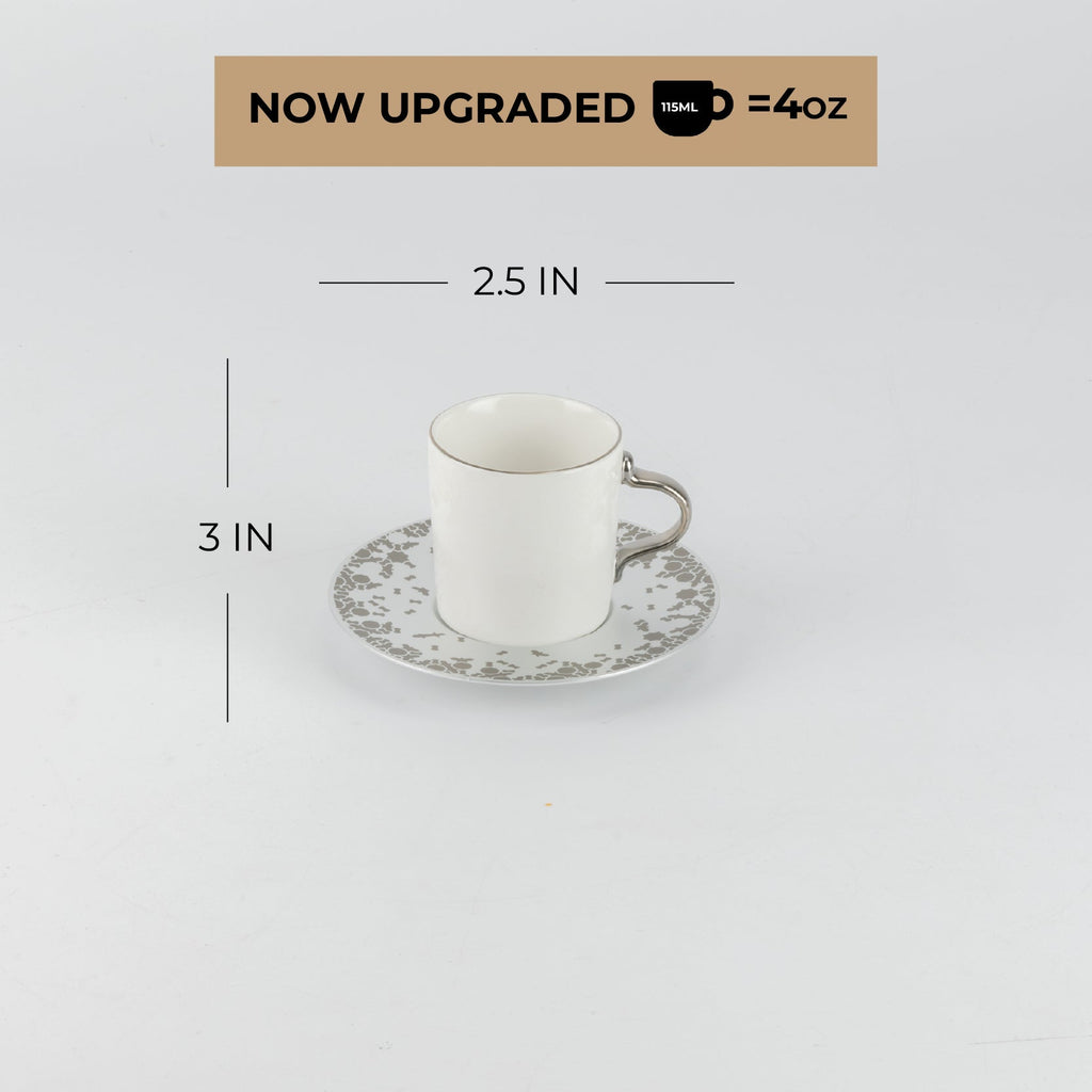 Nourhan - Espresso/Turkish Coffee Set (12-Pc) - Silver