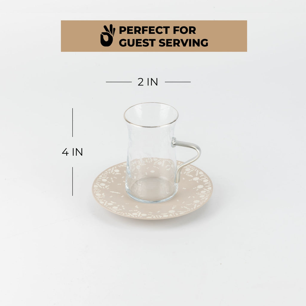 Nourhan -  Tea Set (19-Pc) - Beige & Silver