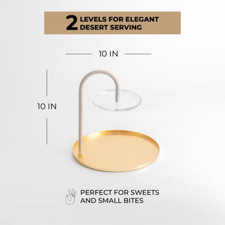 Nourhan - 2 Tier Plate - Gold & Beige
