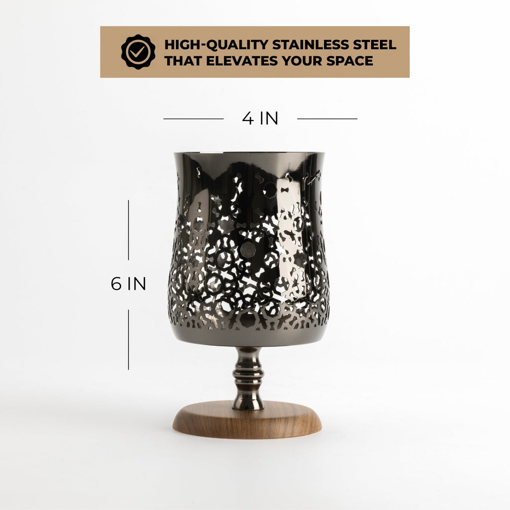 Nourhan - Medium Candle Holder - Black Walnut