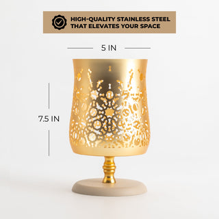 Nourhan - Large Candle Holder  - Gold & Beige