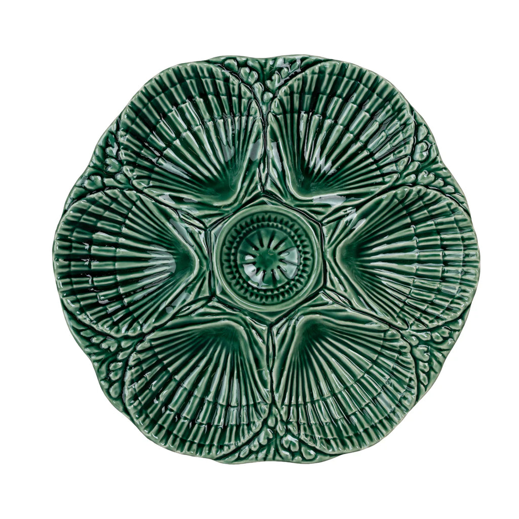 NOLA Oyster Plate Green – Hand-Painted Portuguese Majolica Style Earthenware Plate