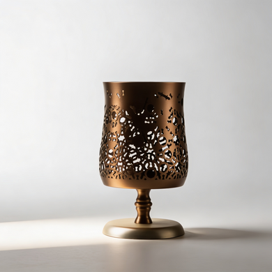 Nourhan - Large Candle Holder - Bronze & Silver