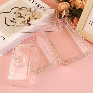 Vintage Beaded Glass Butter Dish with Lid – Clear Glass Butter Keeper
