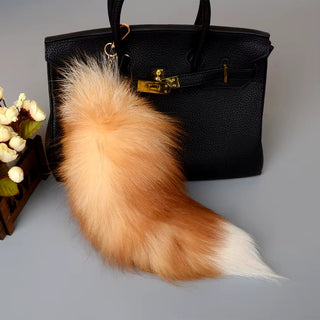 Real Fox Tail Fluffy Keychain (35-45cm) – Perfect for Handbags & Accessories