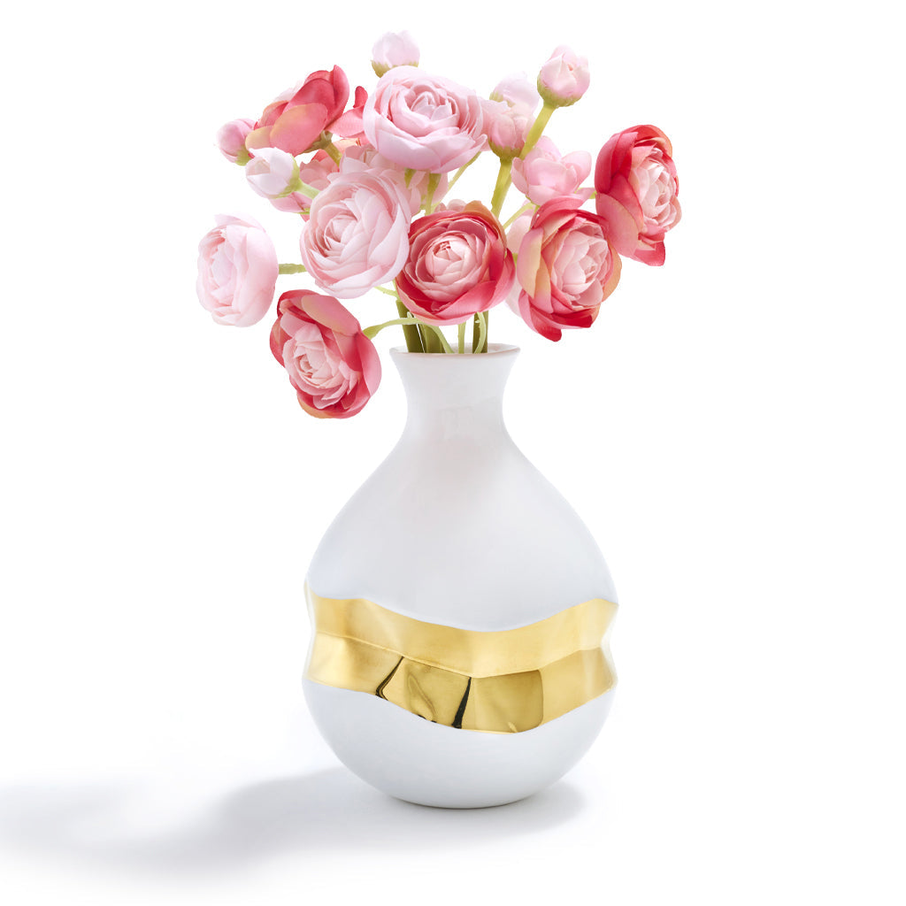 Talianna Oro Bud Vase, White & Gold