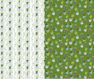 Reversible Green Topiary & Boxwood Gift Wrap | Elegant Double-Sided Wrap