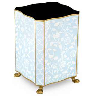 Pale Blue Spring Floral Wastepaper Basket & Tissue | Elegant Bath Décor