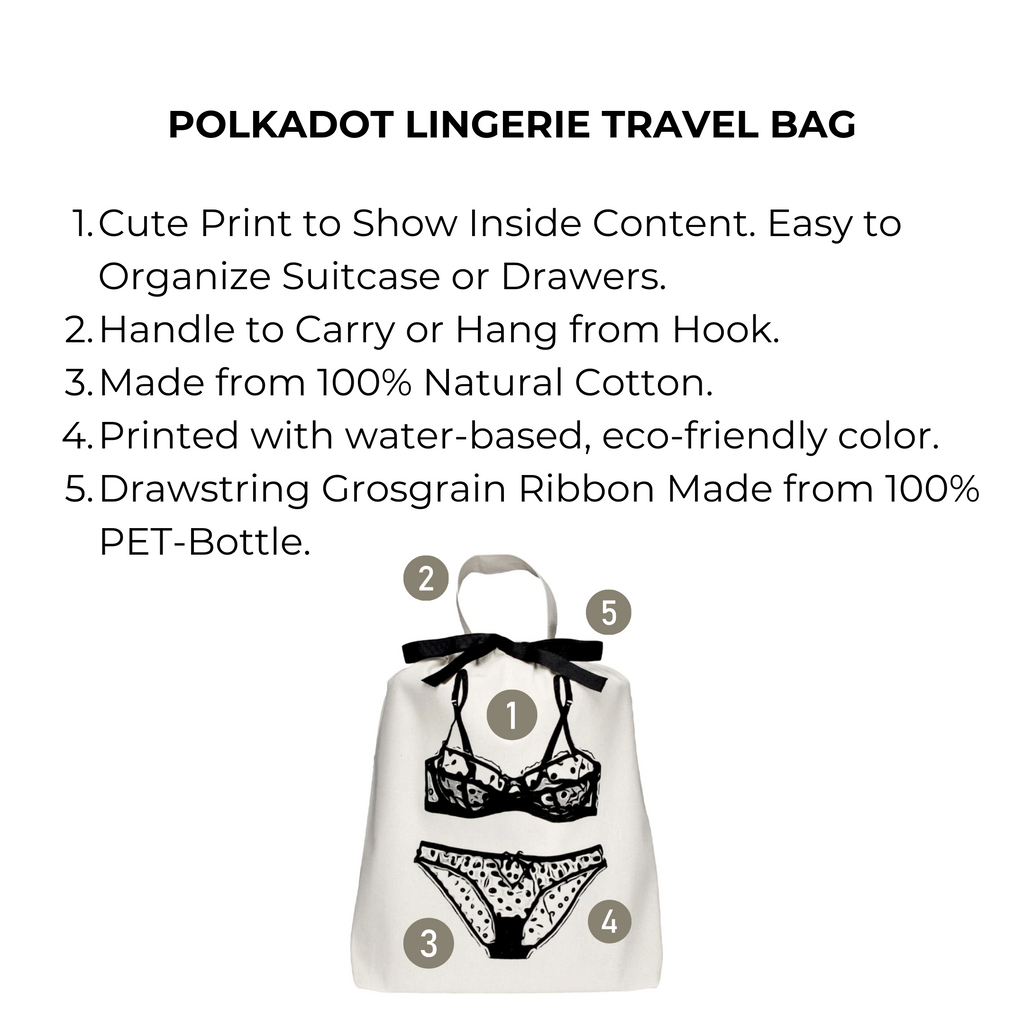 Polkadot Lingerie Travel Bag – Cream