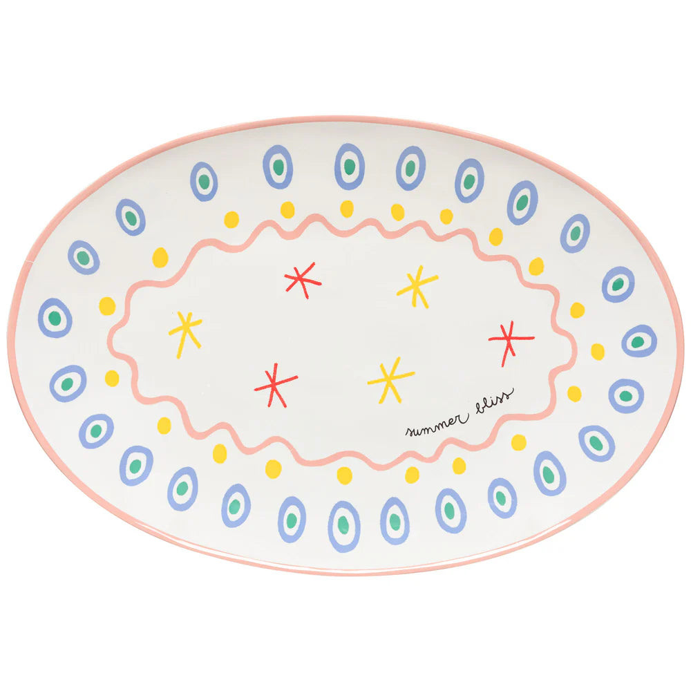 Costa Nova Summer Bliss Oval Platter – White Fine Stoneware Serving Platter