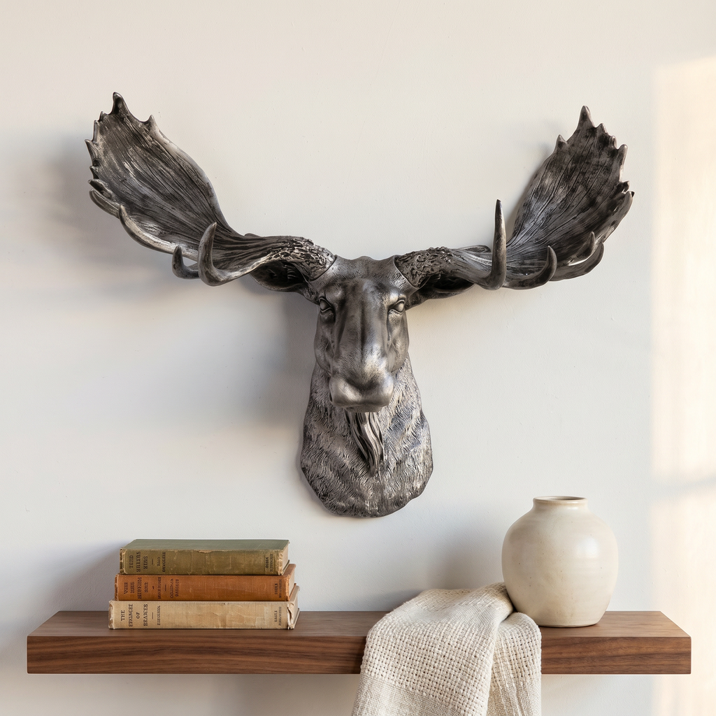 Sculpted Faux Moose Head Wall Decor