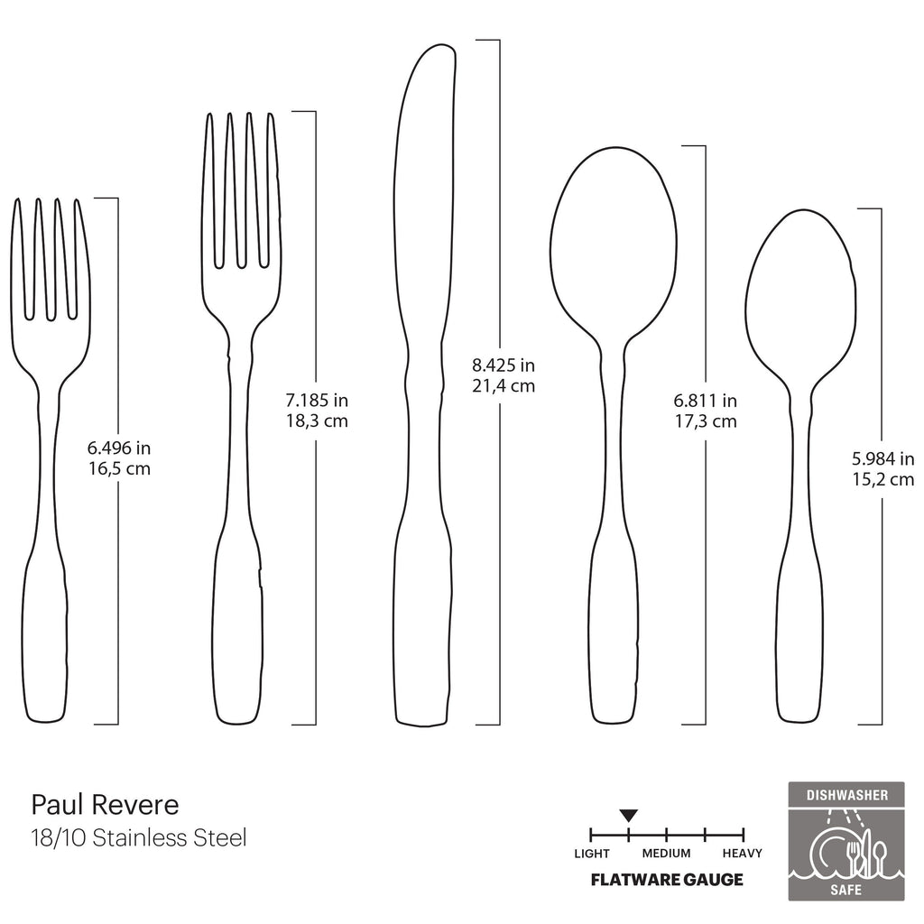 Oneida Paul Revere 5-Piece Place Setting, 18/10 stainless steel (view 3)