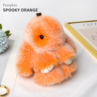 Bunny Lulu Rex Fur Key Chain Gift Set with Vintage Tin or Drawstring Bag