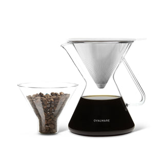 Glass Pour-Over Coffee Maker with Reusable Filter – 17 oz