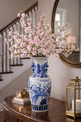 Extra Large Bird Scene Vase | Statement Decorative Accent