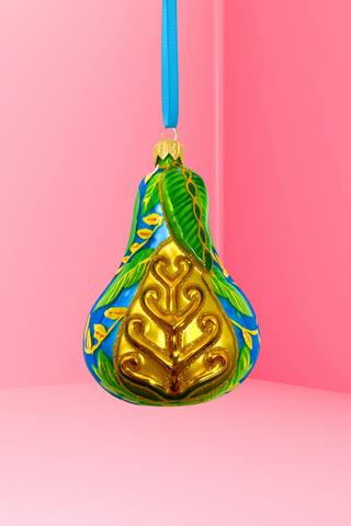 Blue Positano Pear Glass Ornament – Amalfi Coast Collection