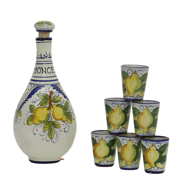 Limoncello Set with Bottle, Tray & 6 Shot Glasses – Hand-Painted ...