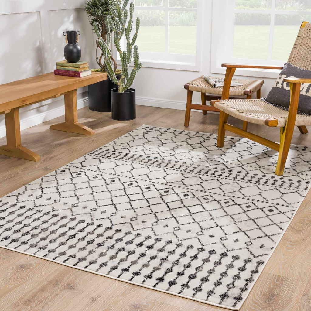 Scandi Moroccan Trellis Rug – Patterned Washable Living Room Carpet