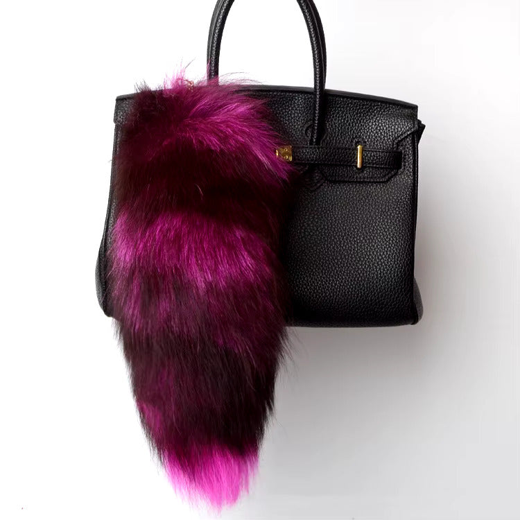 Real Fox Tail Fluffy Keychain (35-45cm) – Perfect for Handbags & Accessories