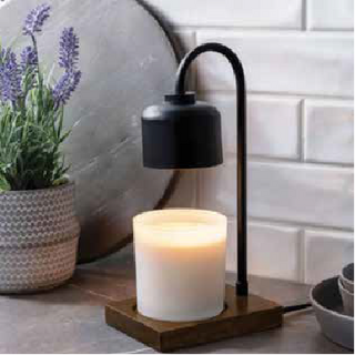 Black & Wood Candle Warmer Lamp