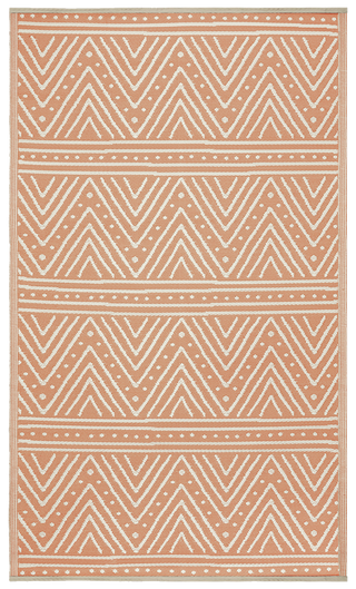 Patan Coral Chevron Reversible Outdoor Patio Rug