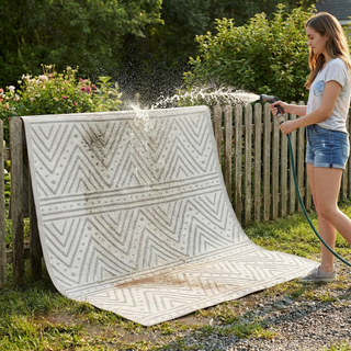 Patan Beige Chevron Reversible Outdoor Patio Rug