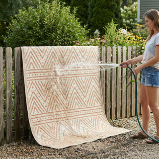 Patan Coral Chevron Reversible Outdoor Patio Rug