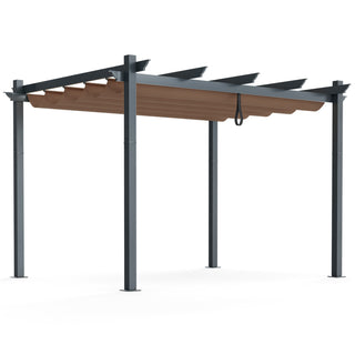 10' x 12' Aluminum Outdoor Pergola with Retractable Canopy – Beige