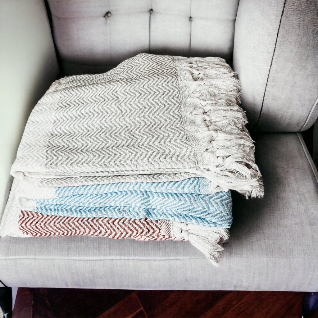 Chevron Turkish Cotton Towel – Diamond or Stripe Design (200 GSM, 40