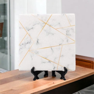 Golden Geometric Thirsty Coasters – Modern Ceramic Square & Diamond Designs