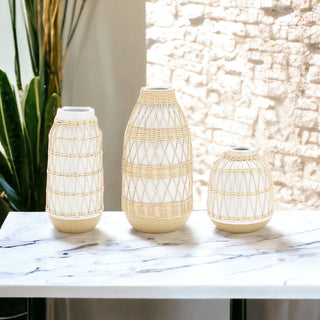 Madison Willow Vase Set – Handwoven Willow & Ceramic Decorative Vases