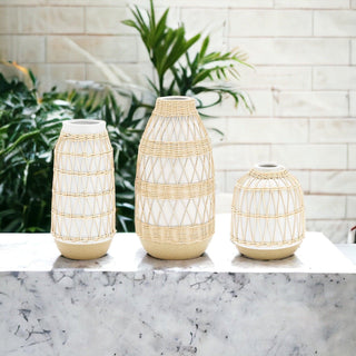 Madison Willow Vase Set – Handwoven Willow & Ceramic Decorative Vases