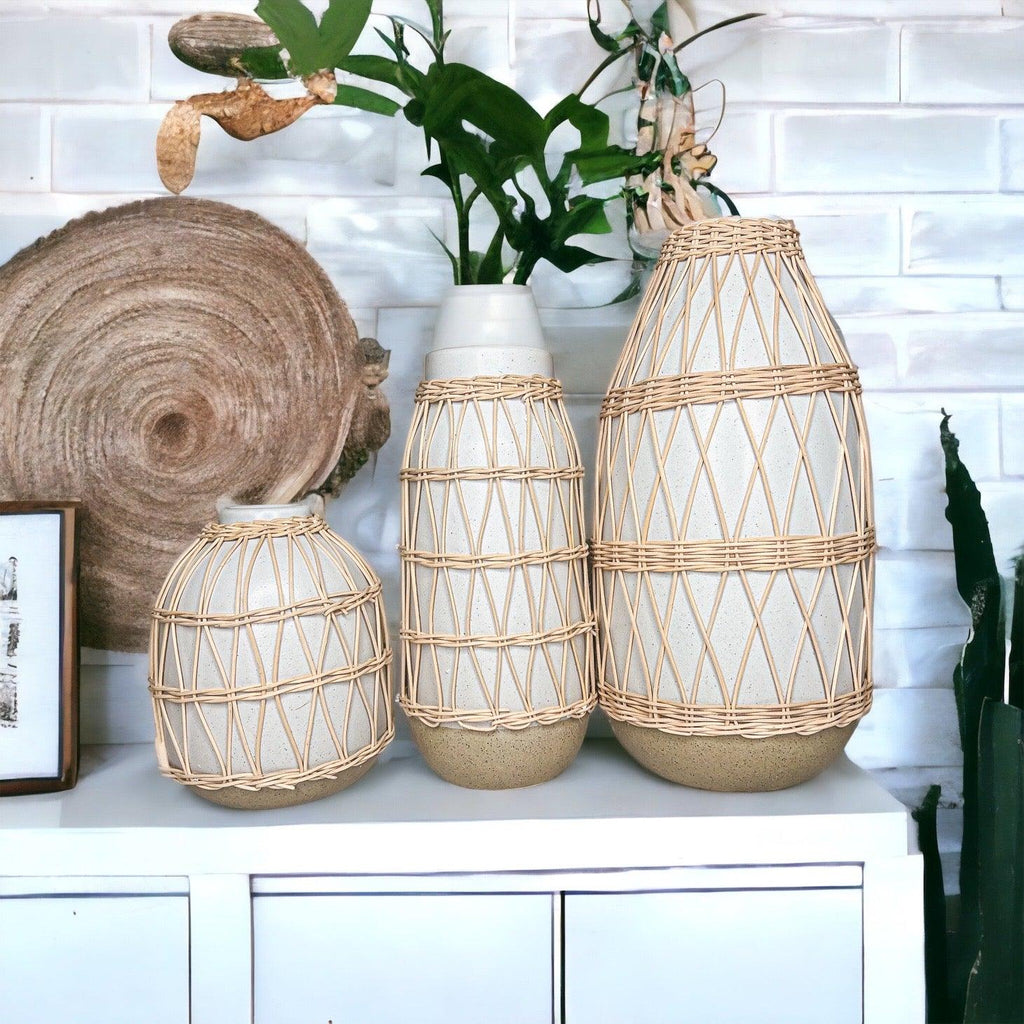 Madison Willow Vase Set – Handwoven Willow & Ceramic Decorative Vases