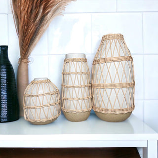 Madison Willow Vase Set – Handwoven Willow & Ceramic Decorative Vases