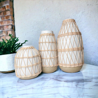 Madison Willow Vase Set – Handwoven Willow & Ceramic Decorative Vases