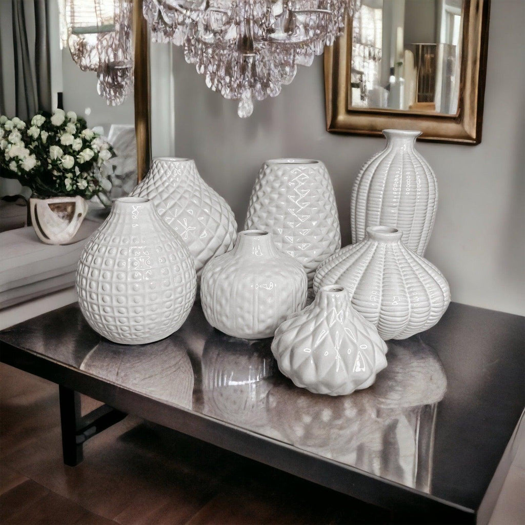 Whitney Artisan White Ceramic Vases – Sculptural Collection