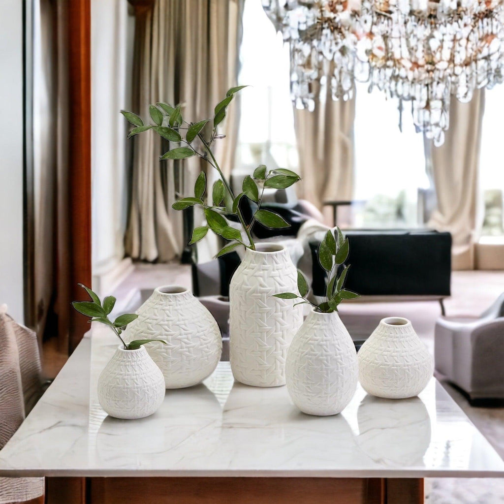 Madison Cane Web Ceramic Vases – Embossed Modern Collection