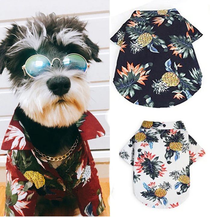 Hawaiian Pet Dog Summer Shirt – Coconut Tree & Pineapple Print
