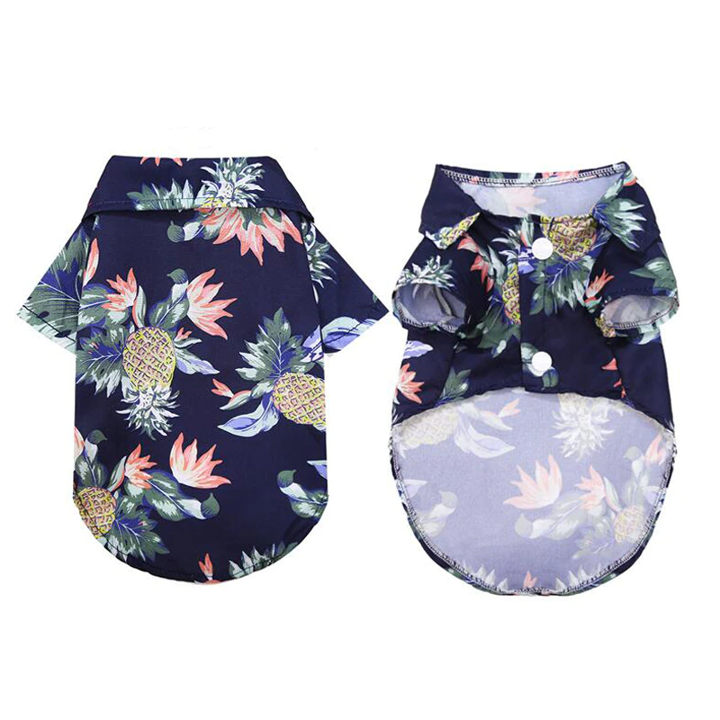 Hawaiian Pet Dog Summer Shirt – Coconut Tree & Pineapple Print