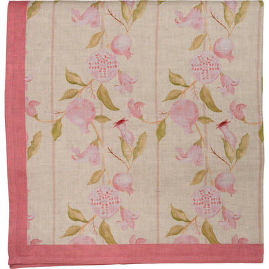 Red Apples Tablecloth / Pink and Green Pomegranate Tablecloth – Linen Cotton Blend Cotswolds Style Tablecloths