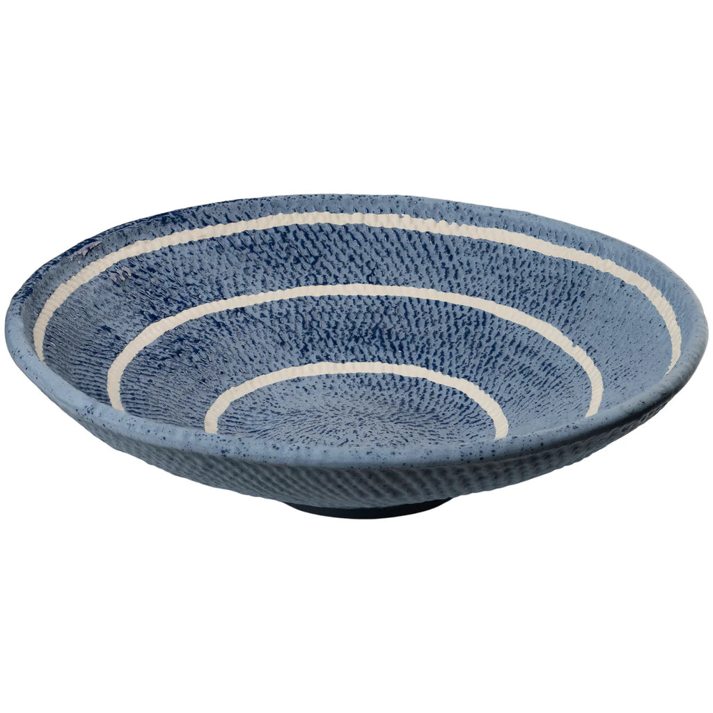 Blue Organic Basket Ceramic Plate – Handmade Portuguese Decorative Basket-Weave Plate