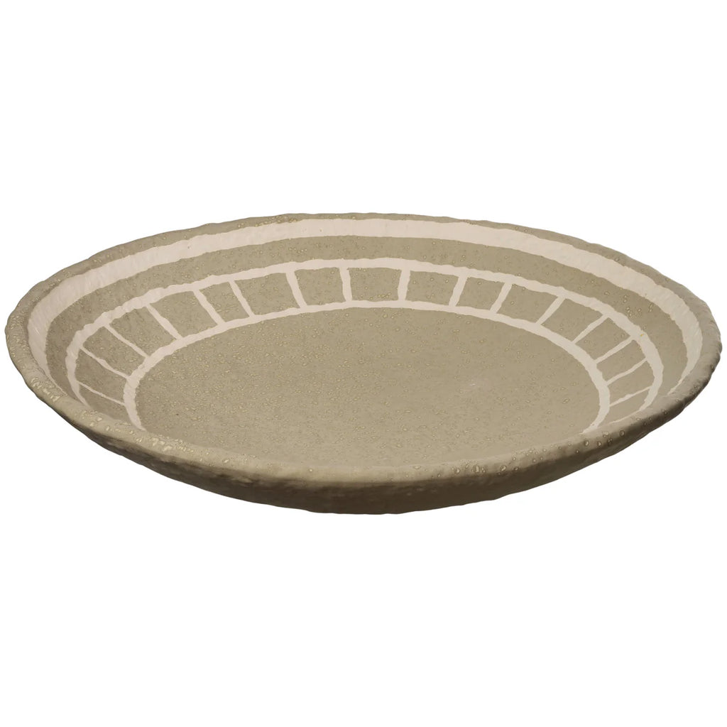 Miranda Sand & White Ceramic Plate – Handmade Portuguese Basket-Weave Decorative Plate