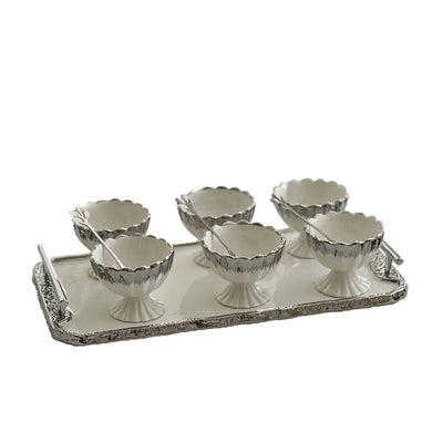 Porcelain Dessert Mugs with Tray