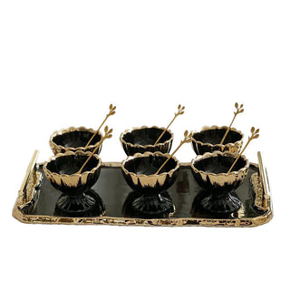 Porcelain Dessert Mugs with Tray